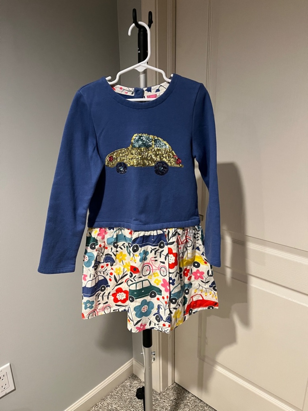 Mini Biden Blue Dress with Gold Sequin Car